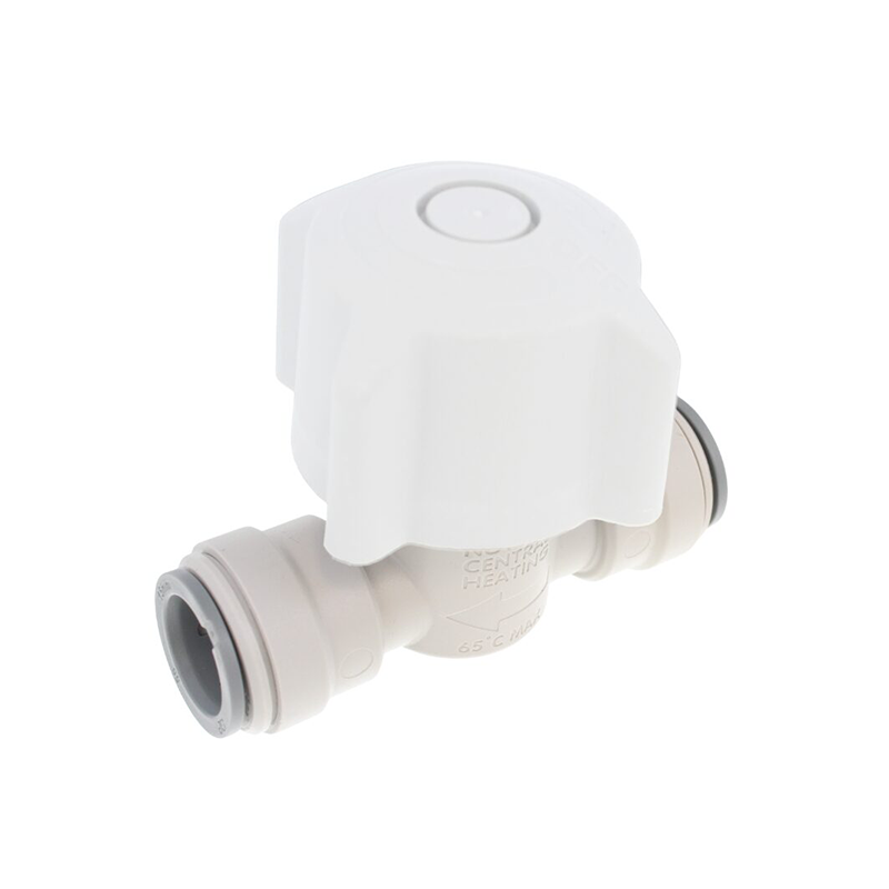 White plumbing valve on a white background