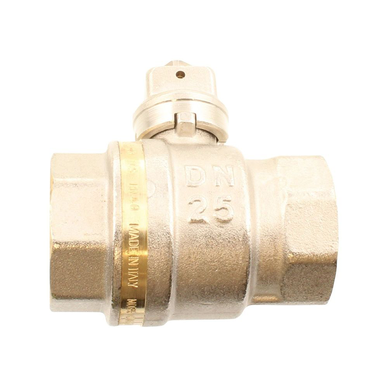 Brass valve with 'MADE IN ITALY' engraving on a white background