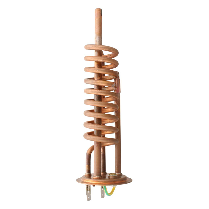 Copper coil heating element on a white background