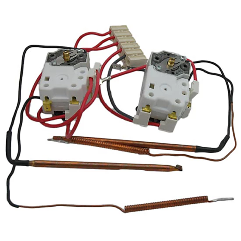 Two electrical heating elements with wiring on a white background