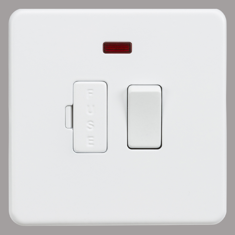 White light switch with red indicator on a gray background
