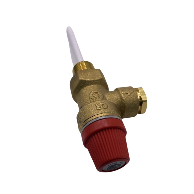 Brass and red valve on a white background