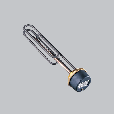 an image of a titanium, copper and Incoloy immersion heater on a white background 