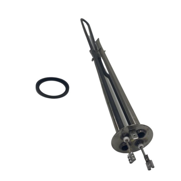 Metallic cylindrical component with a black ring on a white background