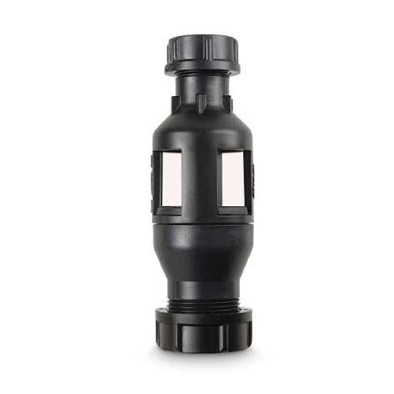 Black discharge tundish for Ariston water heaters on a white background