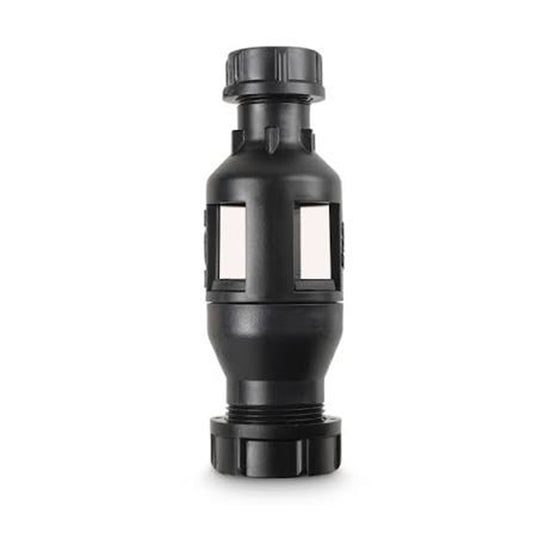 Black discharge tundish for Ariston water heaters on a white background