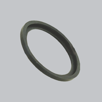 Black rubber gasket on a light gray background