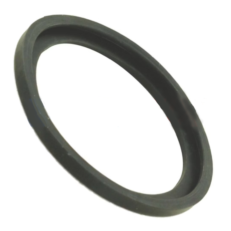 Black rubber gasket on a white background