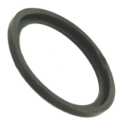 Black rubber gasket on a white background