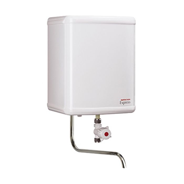 White water heater with visible Heatrae Sadia brand logo on a white background