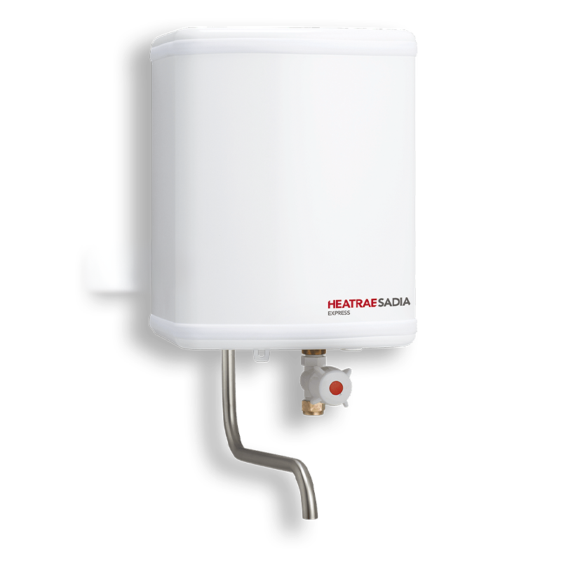 White water heater with HEATRAEASADIA branding on a white background