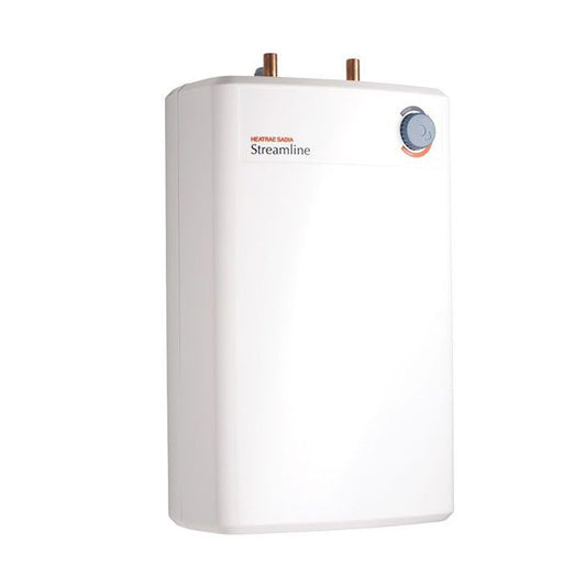 White water heater with 'Streamline' branding on a white background