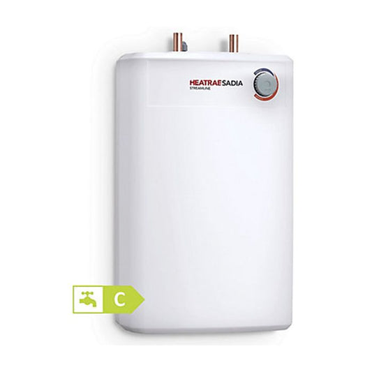 White water heater with Heatrae Sadia branding on a white background