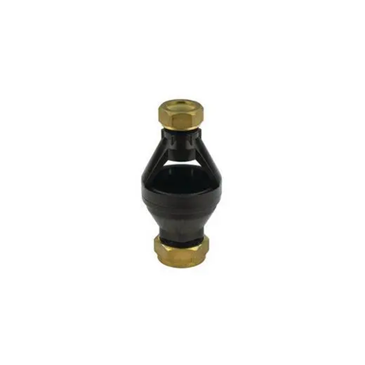 Black and brass valve on a white background