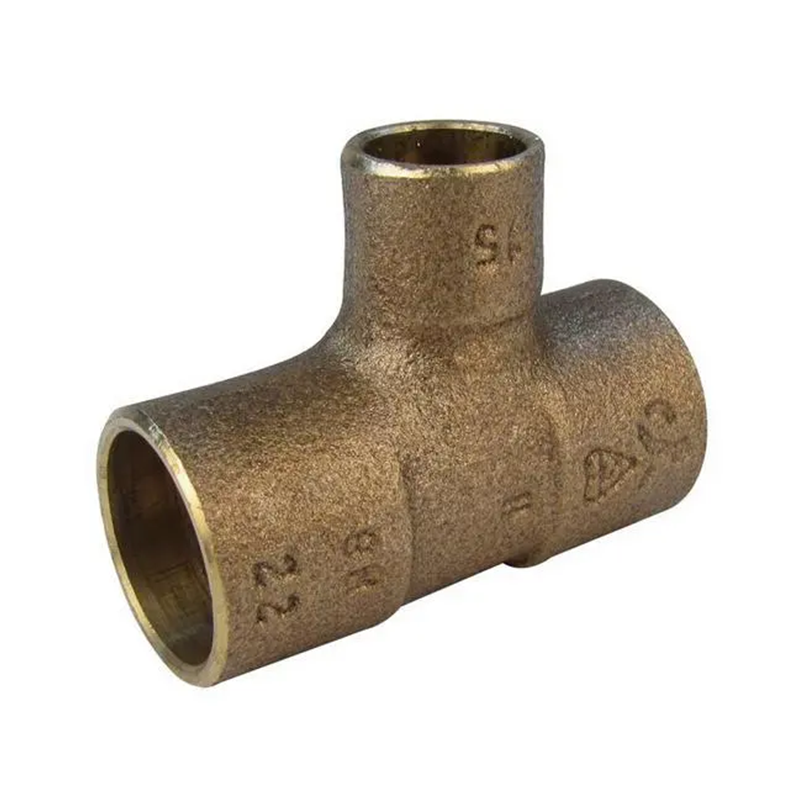 Bronze pipe fitting on a white background