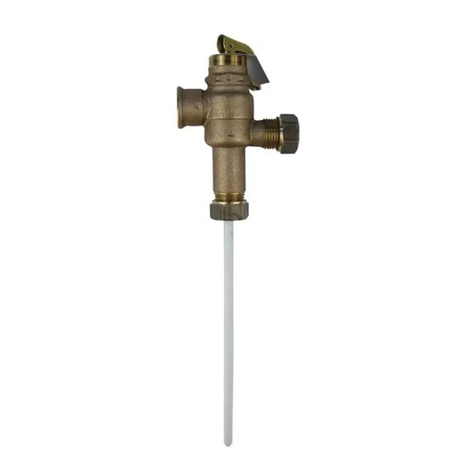 Brass valve with white spout on a white background