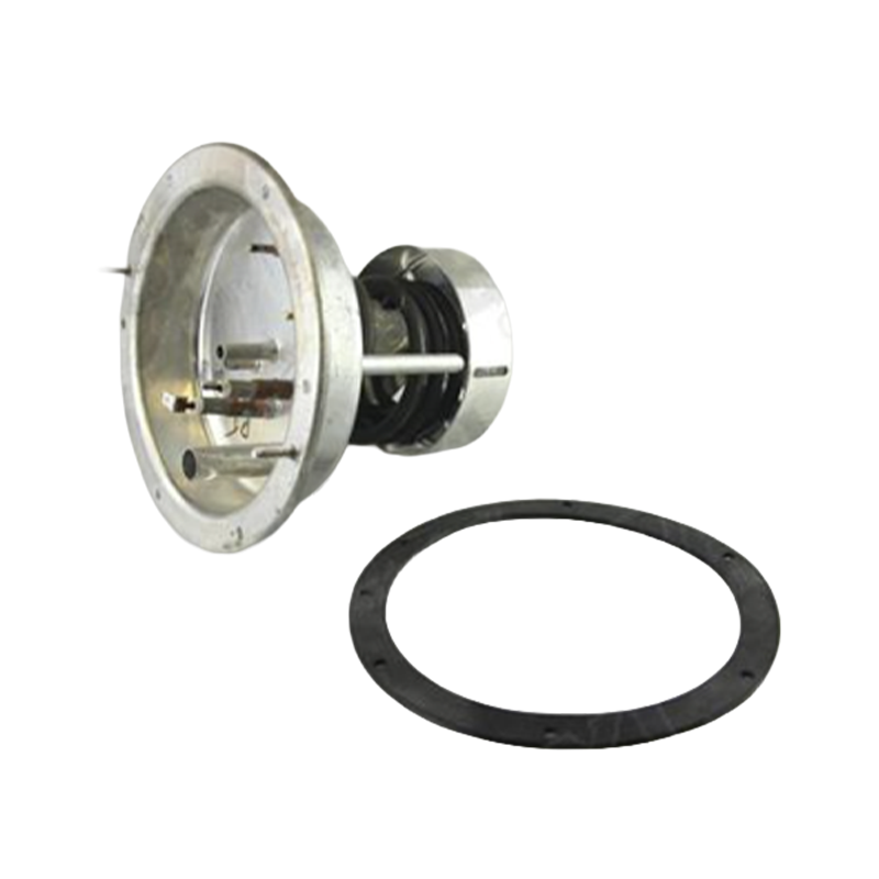 Metallic element plate with a black rubber washer on a white background