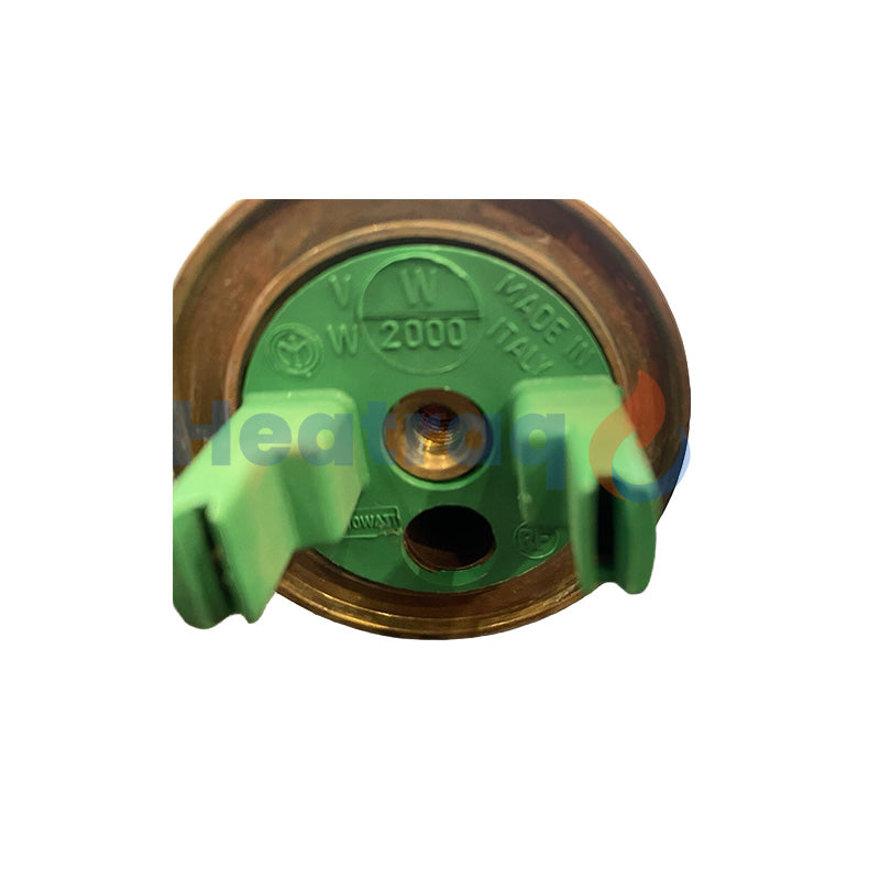 A brass water filter cartridge with a green plastic end cap featuring the Westing 'W' logo and 'W 2000' text, shown on a white background.