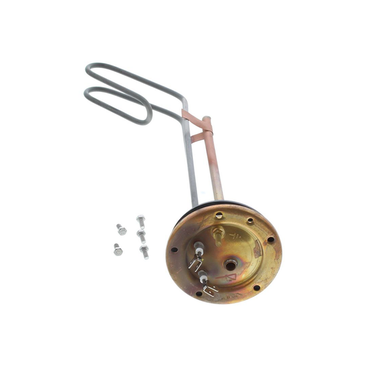 Metal heating element with screws on a white background
