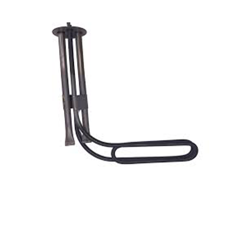 Black metal immersion heater on a white background