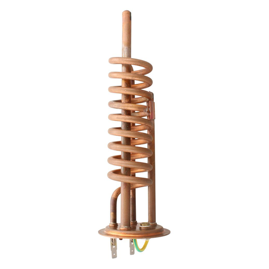 Copper coil heating element on a white background