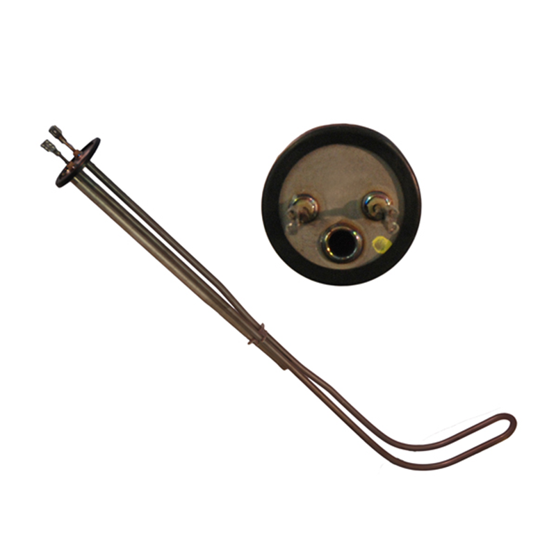 Metal heating element with a black circular component on a white background