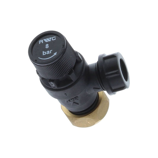Black and brass valve on a white background