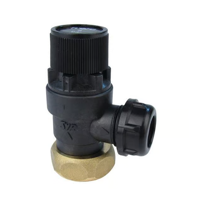 Black and brass valve on a white background