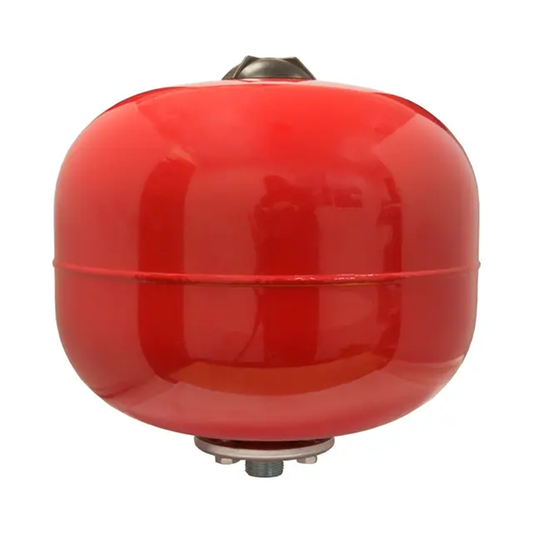 Red spherical pressure tank on a white background