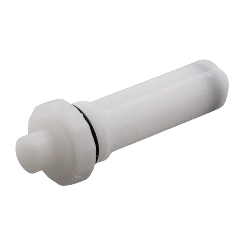 A white plastic cylindrical component with a threaded end and a black rubber ring, shown on a plain white background.