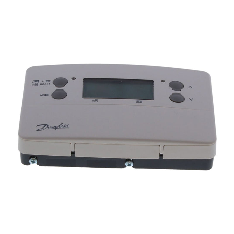 A Danfoss electronic control module with an LCD display screen and four control buttons, shown on a plain white background.