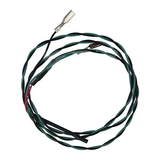 Coiled green wire with connectors on a white background