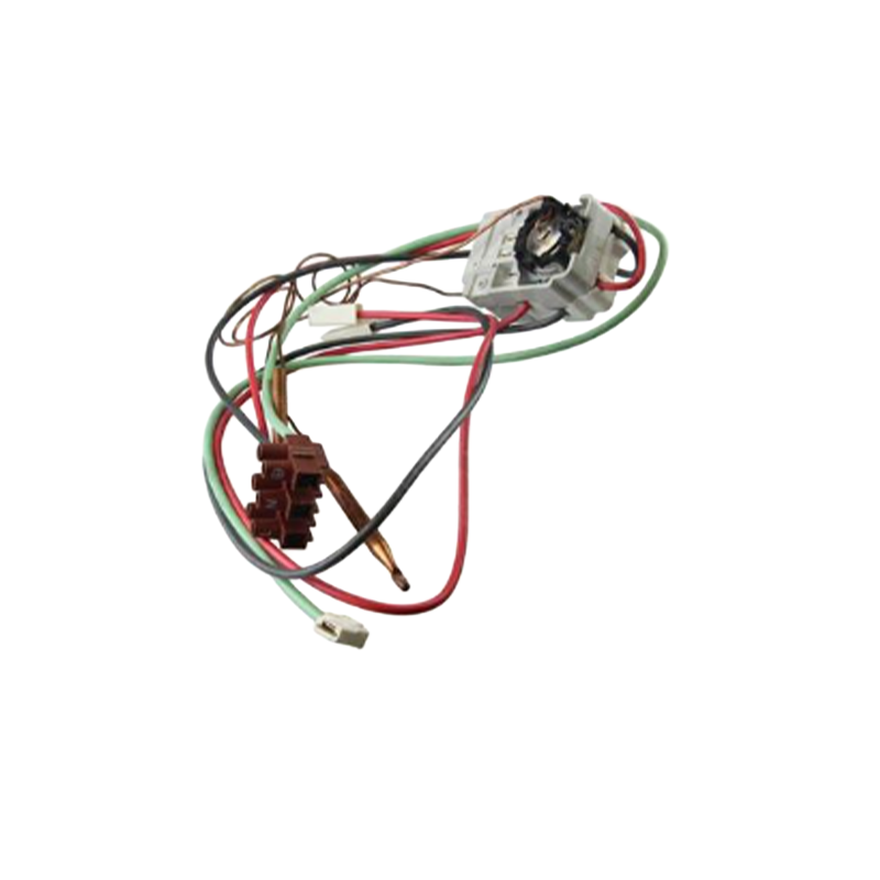 Electrical wiring harness with connectors on a white background