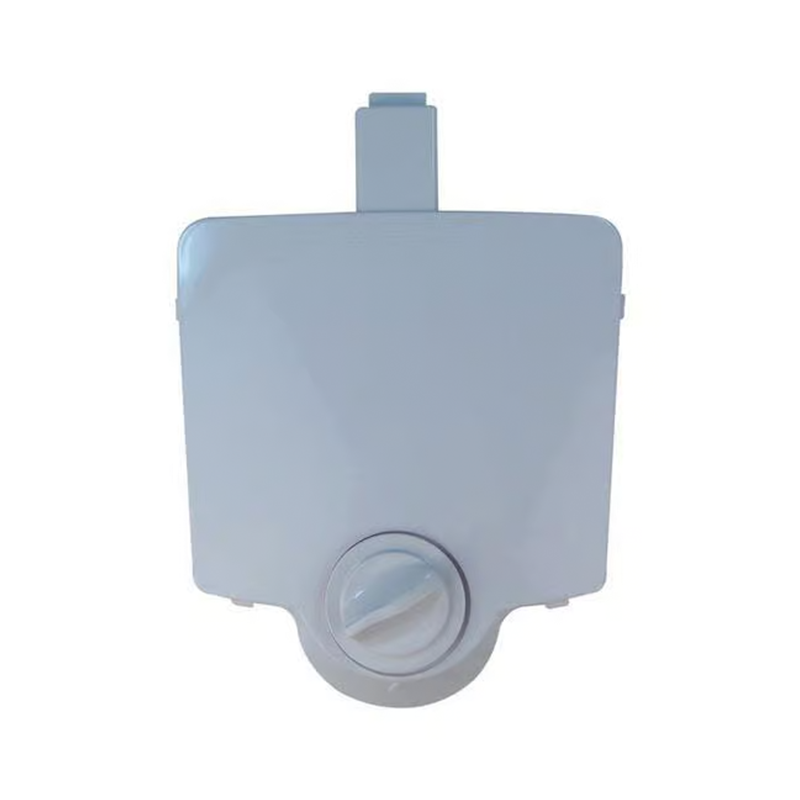 White plastic component with a knob on a white background