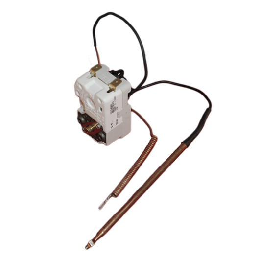 Thermostat with copper probe on a white background