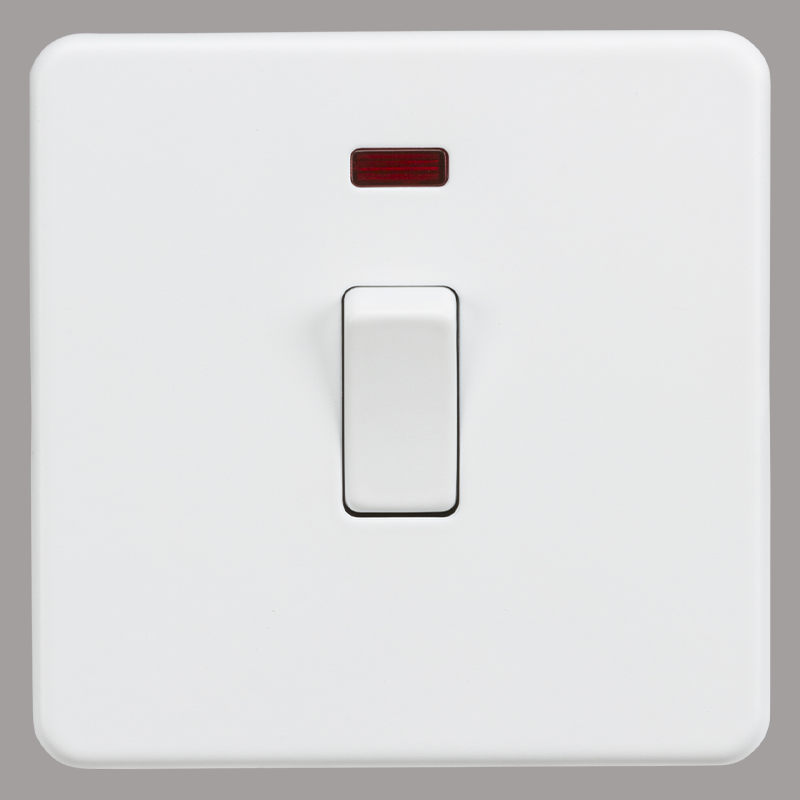 White isolator switch with a red indicator on a grey background