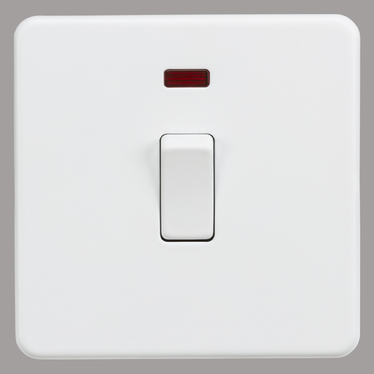 White isolator switch with a red indicator on a grey background