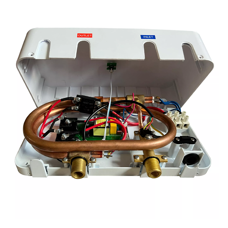 Electrical control panel with wiring and components on a white background